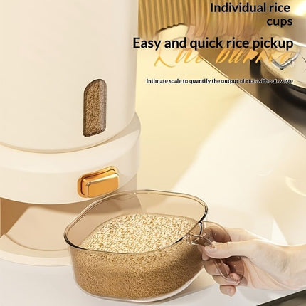 large capacity rice dispenser, measuring cup, time scale, plastic grain storage container, sealed food storage, insect proof food storage, moisture proof food storage, flour storage, pet food storage, Australian kitchen - gray and transparent - Size 20L