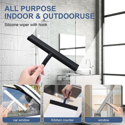 silicone wiper, all-purpose cleaner, glass cleaner, car window cleaner, bathroom glass cleaner, kitchen counter cleaner, window squeegee, household cleaning tool, commercial cleaning tool, streak-free wiper - Gray - Size 1PCS