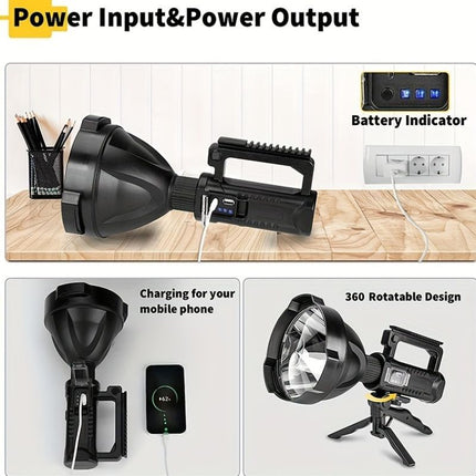 Large LED Searchlight, Portable Rechargeable (End Configuration)