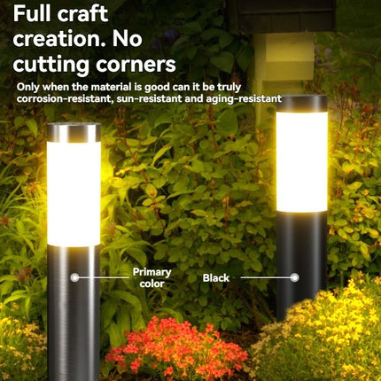 solar lawn lights, stainless steel outdoor lights, 3-LED garden lights, waterproof outdoor lights, modern outdoor lighting, cylindrical solar lights, Australian outdoor lights - Black warm light - Size 1PCS