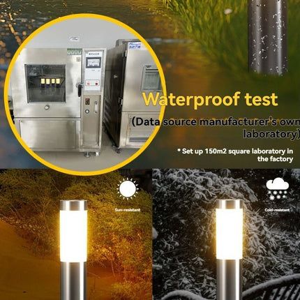 solar lawn lights, stainless steel outdoor lights, 3-LED garden lights, waterproof outdoor lights, modern outdoor lighting, cylindrical solar lights, Australian outdoor lights - Silver - toned warm light - Size 2PCS
