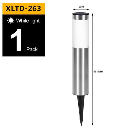 solar lawn lights, stainless steel outdoor lights, 3-LED garden lights, waterproof outdoor lights, modern outdoor lighting, cylindrical solar lights, Australian outdoor lights - Silver white light - Size 1PCS