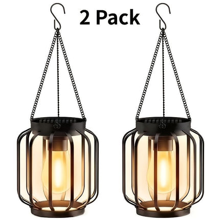 Solar Outdoor Hanging Lanterns, Metal Lanterns for Garden (Size 2PCS)