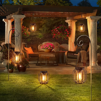 Solar Outdoor Hanging Lanterns, Metal Lanterns for Garden (Size 2PCS)