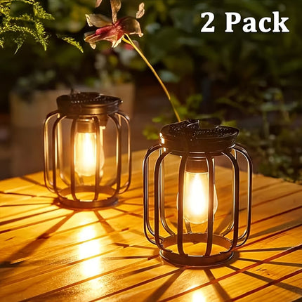 Solar Outdoor Hanging Lanterns, Metal Lanterns for Garden (Size 2PCS)