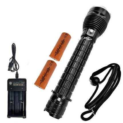 LED diving flashlight, high-lumen flashlight, 26650 battery flashlight, professional diving flashlight, multi-mode flashlight, anti-slip flashlight, underwater torch, outdoor lighting, Australia - Black - Size ç™½å…‰
