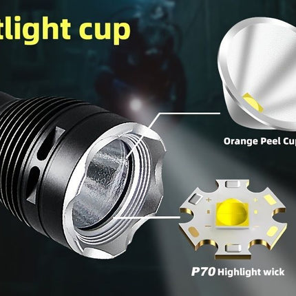 LED diving flashlight, high-lumen flashlight, 26650 battery flashlight, professional diving flashlight, multi-mode flashlight, anti-slip flashlight, underwater torch, outdoor lighting, Australia - Black - Size ç™½å…‰