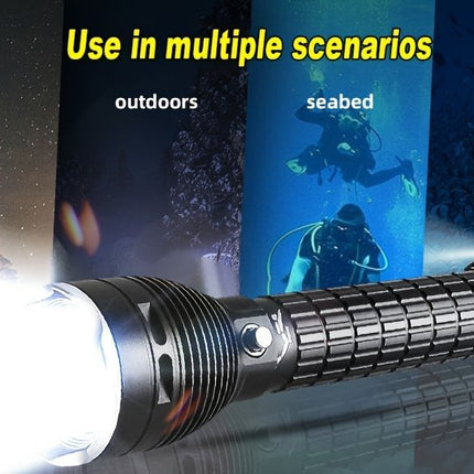 LED diving flashlight, high-lumen flashlight, 26650 battery flashlight, professional diving flashlight, multi-mode flashlight, anti-slip flashlight, underwater torch, outdoor lighting, Australia - Black - Size ç™½å…‰