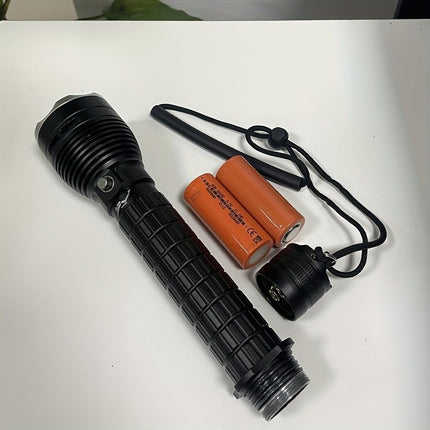 LED diving flashlight, high-lumen flashlight, 26650 battery flashlight, professional diving flashlight, multi-mode flashlight, anti-slip flashlight, underwater torch, outdoor lighting, Australia - Black - Size ç™½å…‰