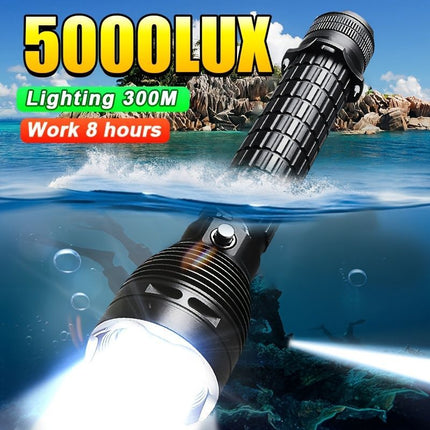 LED diving flashlight, high-lumen flashlight, 26650 battery flashlight, professional diving flashlight, multi-mode flashlight, anti-slip flashlight, underwater torch, outdoor lighting, Australia - Black - Size ç™½å…‰