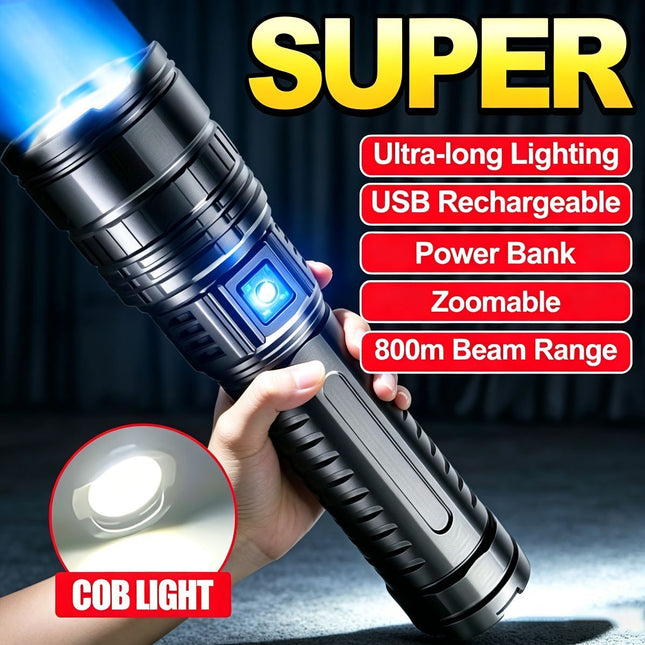 Rechargeable LED Flashlight, 6000mAh Flashlight (Size 6000mAh)