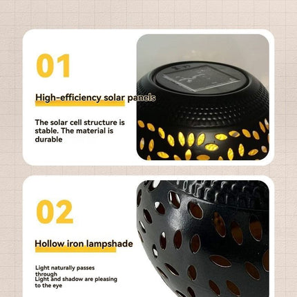 solar table lamp, outdoor metal lamp, IP65 lamp, ambient projection light, garden night light, bedroom decor lamp, party lighting, Australian outdoor decor - White - Size 2PCS