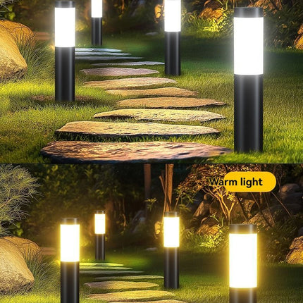 Solar Lawn Lights Stainless Steel Outdoor Lights 3-LED Garden Lights Waterproof - Black warm light - Size 2PCS