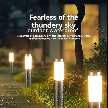 Solar Lawn Lights Stainless Steel Outdoor Lights 3-LED Garden Lights Waterproof - Silver - toned warm light - Size 1PCS