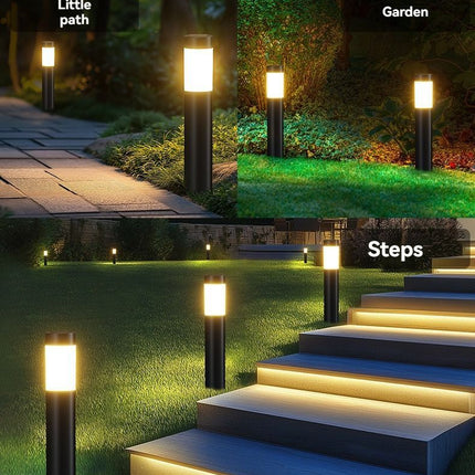 Solar Lawn Lights Stainless Steel Outdoor Lights 3-LED Garden Lights Waterproof - Silver white light - Size 1PCS