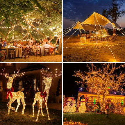 solar outdoor string lights, 300LED solar lights, copper wire fairy lights, 8-pattern solar lights, garden lights Australia, courtyard lights, Christmas lights, party lights, wedding lights, warm white, cool white, multi-color solar lights - Multi - Size
