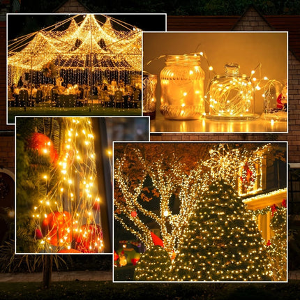 solar outdoor string lights, 300LED solar lights, copper wire fairy lights, 8-pattern solar lights, garden lights Australia, courtyard lights, Christmas lights, party lights, wedding lights, warm white, cool white, multi-color solar lights - Multi - Size