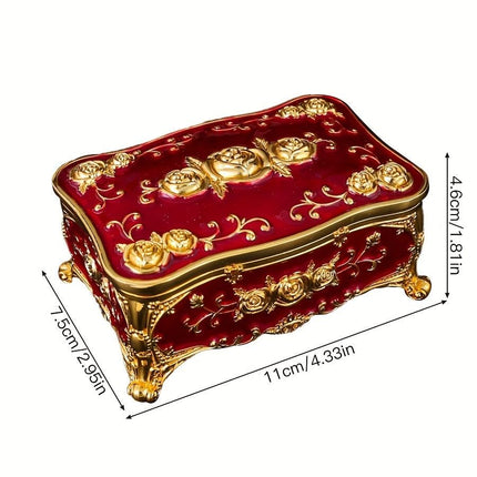 Pearl Enamel Jewelry Box, Red Enamel Jewelry Box, Gold-Plated Jewelry Box, Home Decor, Jewelry Storage, Luxury Gift, Australian Gift, Dressing Table Decor - Blue - Size L