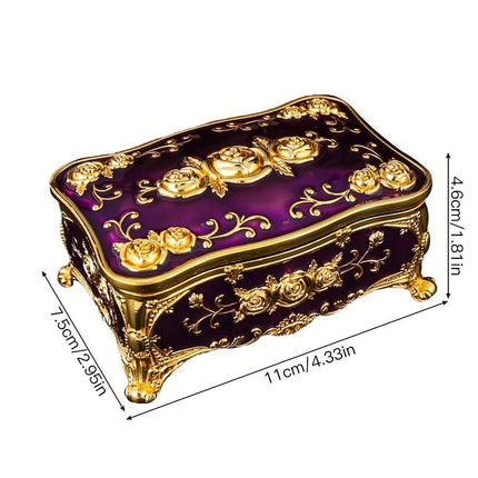 Pearl Enamel Jewelry Box, Red Enamel Jewelry Box, Gold-Plated Jewelry Box, Home Decor, Jewelry Storage, Luxury Gift, Australian Gift, Dressing Table Decor - Blue - Size L