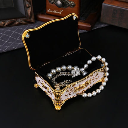 Pearl Enamel Jewelry Box, Red Enamel Jewelry Box, Gold-Plated Jewelry Box, Home Decor, Jewelry Storage, Luxury Gift, Australian Gift, Dressing Table Decor - Blue - Size L
