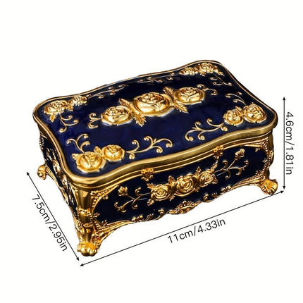 Pearl Enamel Jewelry Box, Red Enamel Jewelry Box, Gold-Plated Jewelry Box, Home Decor, Jewelry Storage, Luxury Gift, Australian Gift, Dressing Table Decor - Green - Size L