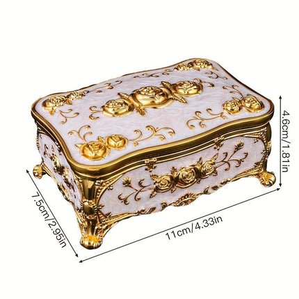 Pearl Enamel Jewelry Box, Red Enamel Jewelry Box, Gold-Plated Jewelry Box, Home Decor, Jewelry Storage, Luxury Gift, Australian Gift, Dressing Table Decor - Green - Size L