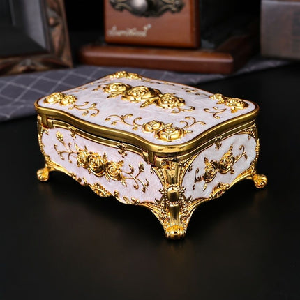 Pearl Enamel Jewelry Box, Red Enamel Jewelry Box, Gold-Plated Jewelry Box, Home Decor, Jewelry Storage, Luxury Gift, Australian Gift, Dressing Table Decor - Red - Size L