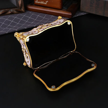Pearl Enamel Jewelry Box, Red Enamel Jewelry Box, Gold-Plated Jewelry Box, Home Decor, Jewelry Storage, Luxury Gift, Australian Gift, Dressing Table Decor - White - Size L