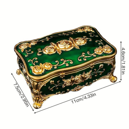 Pearl Enamel Jewelry Box, Red Enamel Jewelry Box, Gold-Plated Jewelry Box, Home Decor, Jewelry Storage, Luxury Gift, Australian Gift, Dressing Table Decor - White - Size L