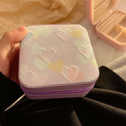 heart shaped jewelry box, jewelry storage, ring compartments, earring storage, anti oxidation jewelry box, travel jewelry box, jewellery organiser, gift for her - Beige - Size pu