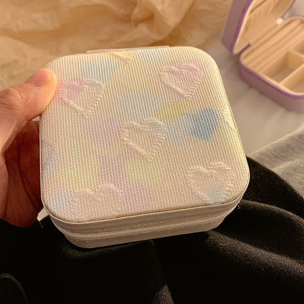 heart shaped jewelry box, jewelry storage, ring compartments, earring storage, anti oxidation jewelry box, travel jewelry box, jewellery organiser, gift for her - Blue - Size pu