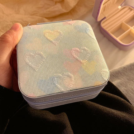 heart shaped jewelry box, jewelry storage, ring compartments, earring storage, anti oxidation jewelry box, travel jewelry box, jewellery organiser, gift for her - Pink - Size pu