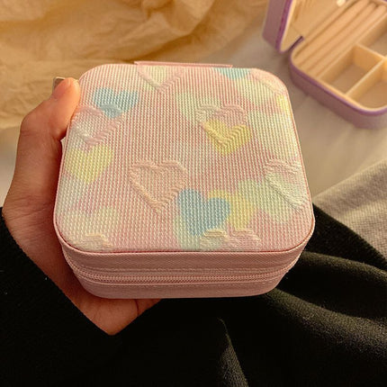 heart shaped jewelry box, jewelry storage, ring compartments, earring storage, anti oxidation jewelry box, travel jewelry box, jewellery organiser, gift for her - Purple - Size pu