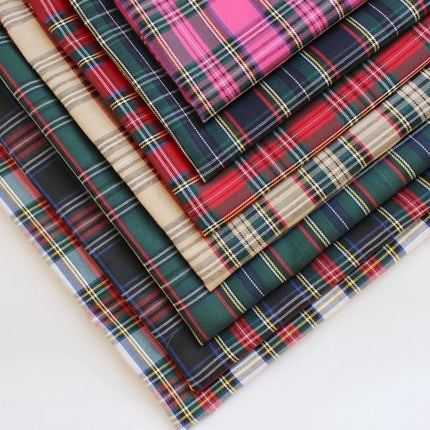polyester woven fabric, plaid fabric, Christmas red green fabric, twill fabric, jacquard check fabric, fabric for bags, fabric for shoes, fabric for hats, fabric for pet decorations, festive fabric, holiday craft fabric, DIY fabric Australia - Red - Size