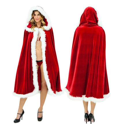Christmas Cape Adult Cape Santa Claus Cloak Red Velvet (Size 95CM)