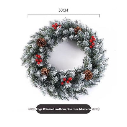 Christmas wreath, artificial wreath, red berries, pine cones, 30CM wreath, Christmas decoration, festive home decor, wreath for door, holiday centrepiece - White - Size 30CM