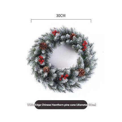 Christmas wreath, artificial wreath, red berries, pine cones, 30CM wreath, Christmas decoration, festive home decor, wreath for door, holiday centrepiece - White - Size 50CM