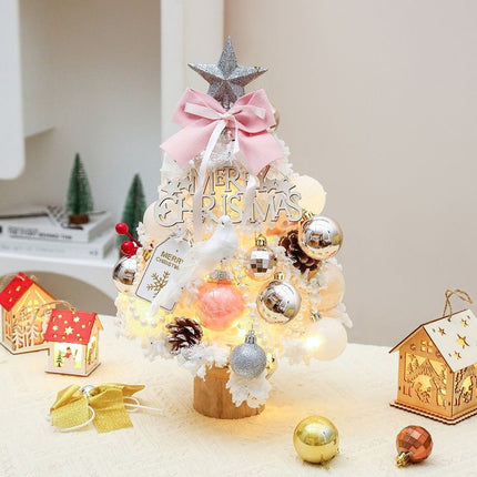 mini desktop Christmas tree, flocked pink Christmas tree, Christmas tree set, Christmas decorations, DIY Christmas tree, Christmas gift, office Christmas decor, festive tabletop tree - Christmas - Size 2