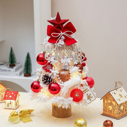 Mini Desktop Christmas Tree, Flocked Pink Christmas Tree (Size 5)
