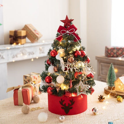 Mini Desktop Christmas Tree Flocked Pink Christmas Tree Christmas Tree Set - Golden Coffee - Size 45cm
