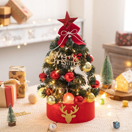 Mini Desktop Christmas Tree Flocked Pink Christmas Tree Christmas Tree Set - Golden Coffee - Size 45cm