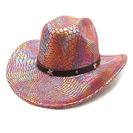 iridescent cowboy hat, party hat, autumn winter hat, unisex wide brim hat, Halloween costume hat, western themed hat, iridescent accessories, mens womens costume hat - 9 - Size M