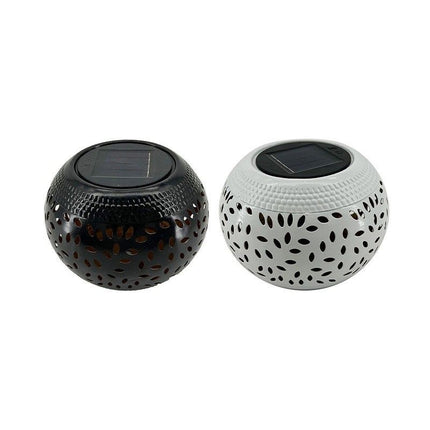 solar lamp, outdoor solar light, iron hollow out lamp, courtyard decor, garden lighting, camping light, landscape lamp, Christmas decoration, eco-friendly light - Black - Size L