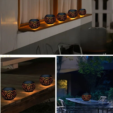solar lamp, outdoor solar light, iron hollow out lamp, courtyard decor, garden lighting, camping light, landscape lamp, Christmas decoration, eco-friendly light - Black - Size L