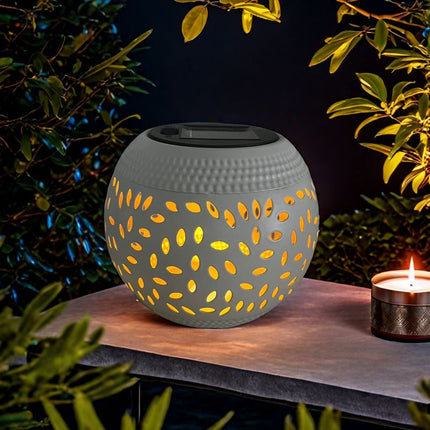 solar lamp, outdoor solar light, iron hollow out lamp, courtyard decor, garden lighting, camping light, landscape lamp, Christmas decoration, eco-friendly light - Black - Size L