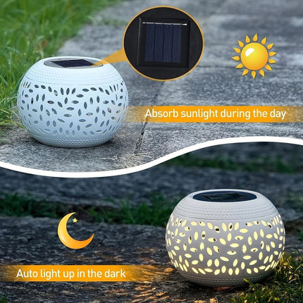 solar lamp, outdoor solar light, iron hollow out lamp, courtyard decor, garden lighting, camping light, landscape lamp, Christmas decoration, eco-friendly light - Black - Size L