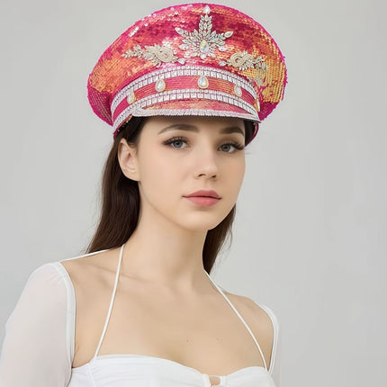 Shiny Rhinestone Captain Hat, Unisex Party Hat