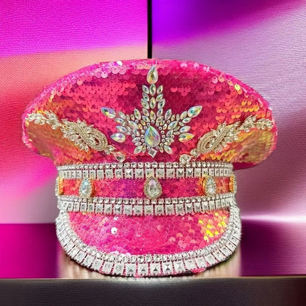 Shiny Rhinestone Captain Hat, Unisex Party Hat