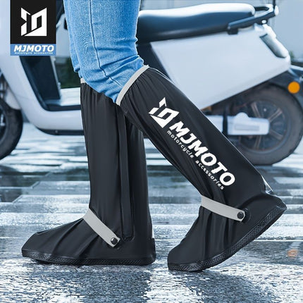 waterproof rain boot covers, non-slip boot covers, thickened boot covers, high-tube rain boot covers, camping rain gear, rainy day footwear, outdoor rain protection - Black - Size S