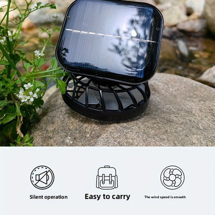 solar charging fan, camping fan, USB charging fan, 3-speed fan, adjustable angle fan, outdoor fan, portable fan, eco-friendly fan, Australian camping gear - Black - Size 2pcs